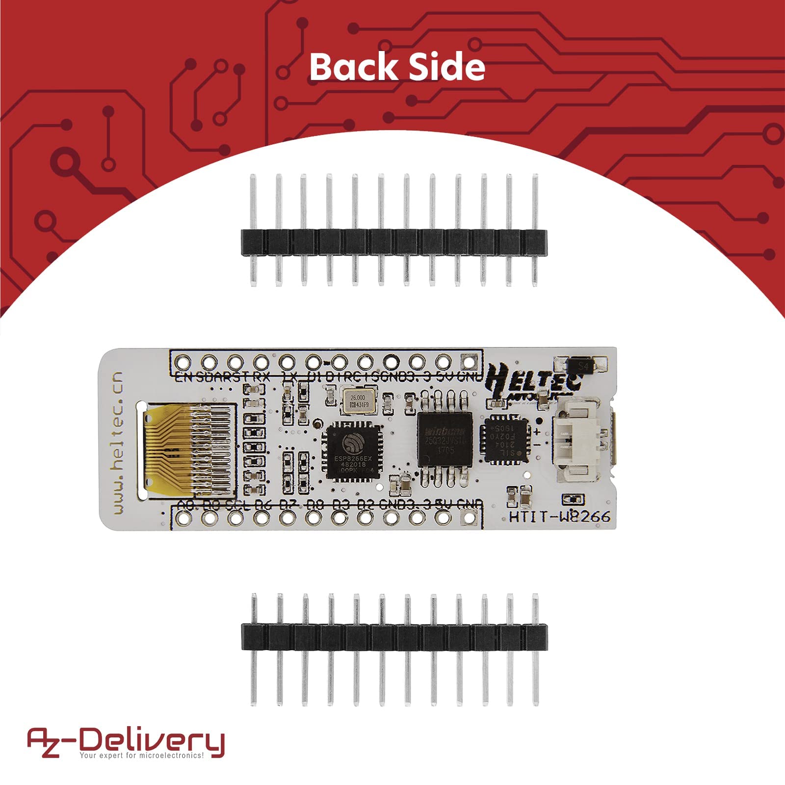 AZDelivery 5 x NodeMCU ESP8266 ESP-12F Heltec WIFI Amica Modulo V2 con CP2104 con 0,91 Display OLED compatibile con Arduino incluso un E-Book!
