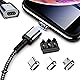 マグネット 充電ケーブル SUNTAIHO 3in1 Mini-USBケーブル【1.2Mx1本セット】QC3.0急速充電とデータ伝送 磁石 磁気 防塵 着脱式 Type-L マイクロUSB Type-C コネクタ タイプ-c Micro USB Cable LEDインジケーター付き - SYCX001 (1.2mコード&3個マグネット)