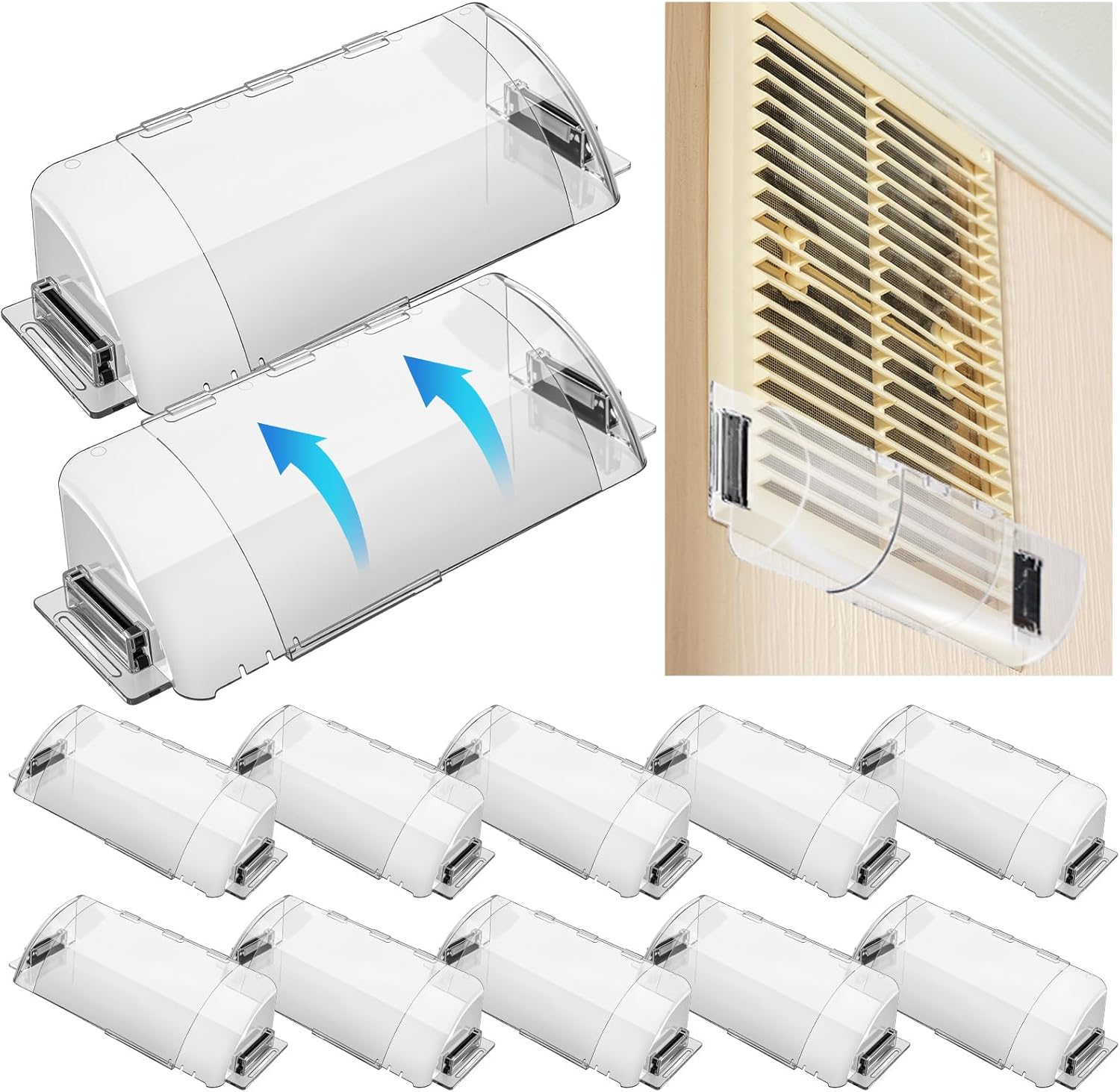 12 Pack Air Vent Deflectors Adjustable Magnetic Heat and Vent Cover, 9" to 15.5" Heat and Air Deflector for Vents, Sidewalls and Ceiling Registers