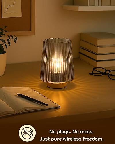 Miniatura 4 de Lámpara de mesa con temporizador, funciona con pilas, lámpara de batería pequeña inalámbrica con bombilla LED, lámpara de noche decorativa para sala
