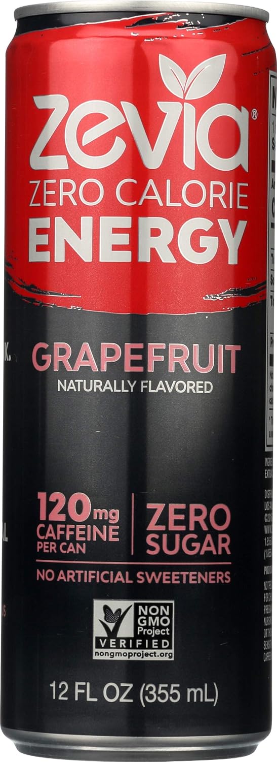 Zevia Zero Calorie Energy Drink Grapefruit, 12 Fl Oz Can