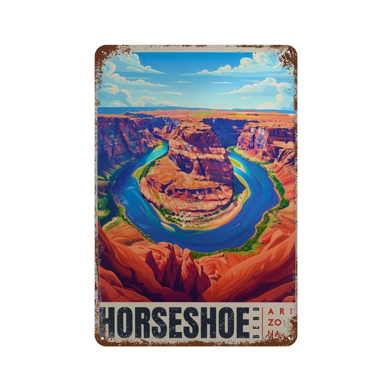 xiaoxiaoshen Horseshoe Bend Arizona Travel Southwest Wall Decor Art Metal Tin Poster Modern Home Decor Art Home Bar Shop Decorations Vintage Sign 30x20cm
