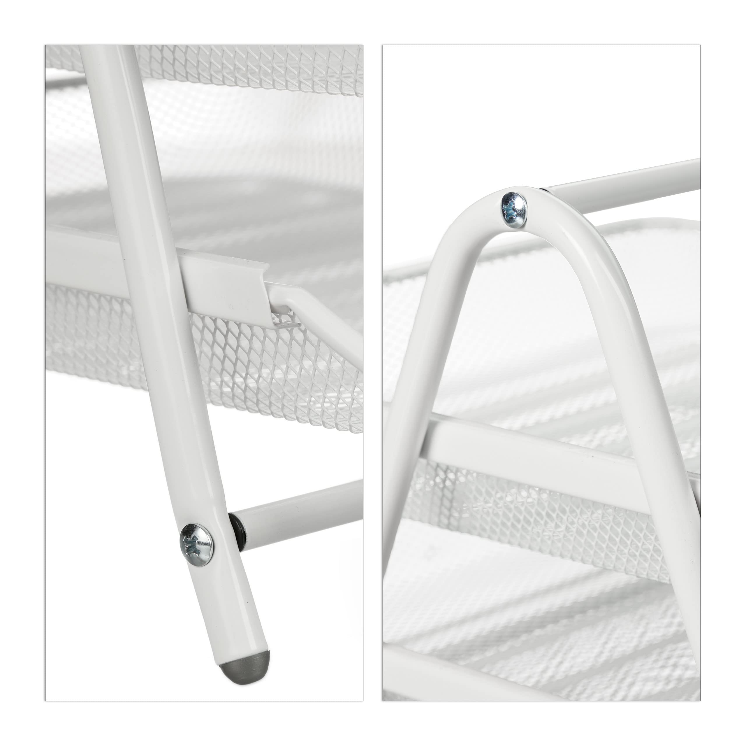 8x Vaschetta Portadocumenti in Metallo, 3 Vassoio, Design a Griglia, Portalettere A4, 26,5x29,5x35,5 cm, Bianco