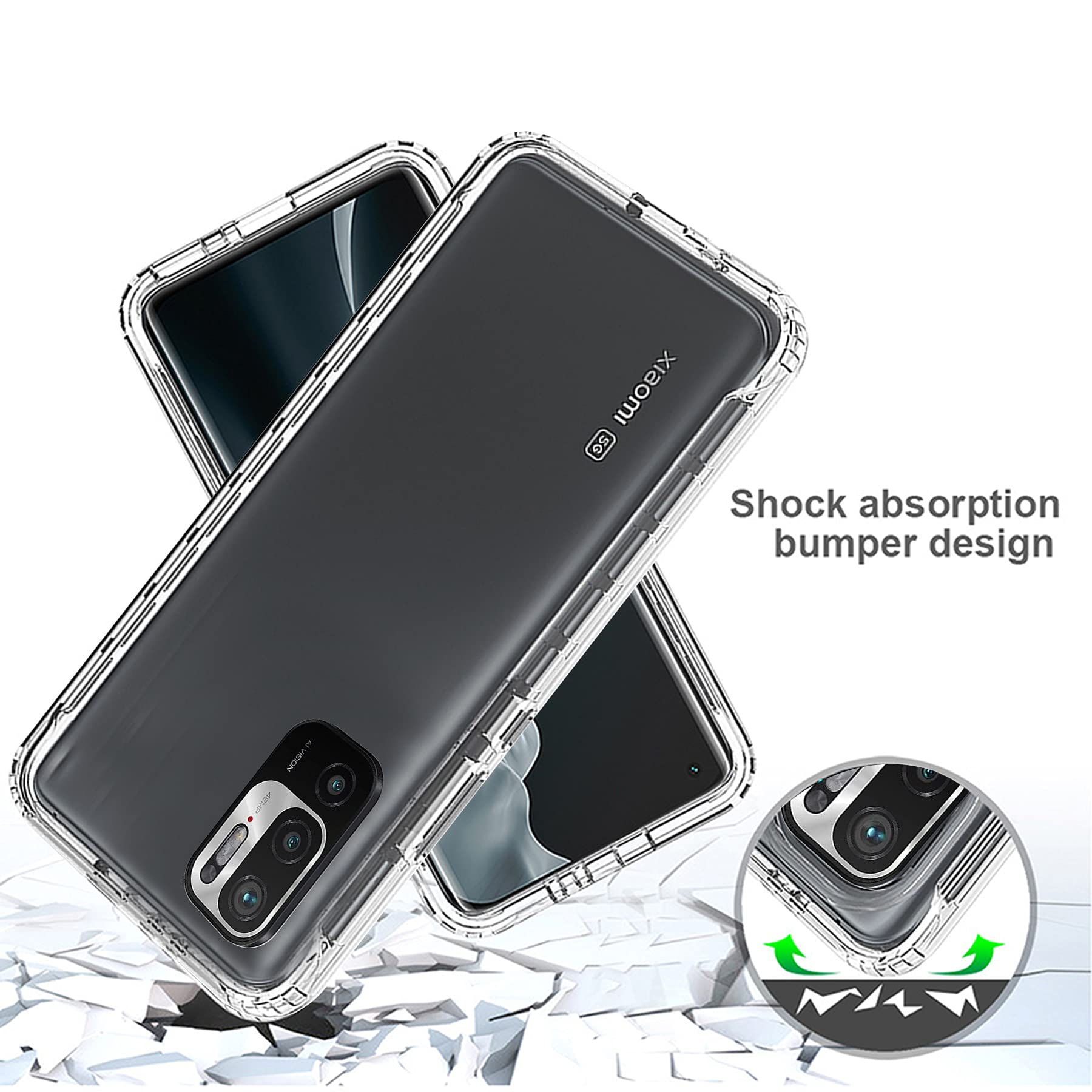 Cover Tianyan 2 In 1 Per Redmi Note 11 Pro 5G - Antiurto 360° Con TPU Morbido E Dorso Rigido PC - Trasparente Con Protezione Schermo Integrata