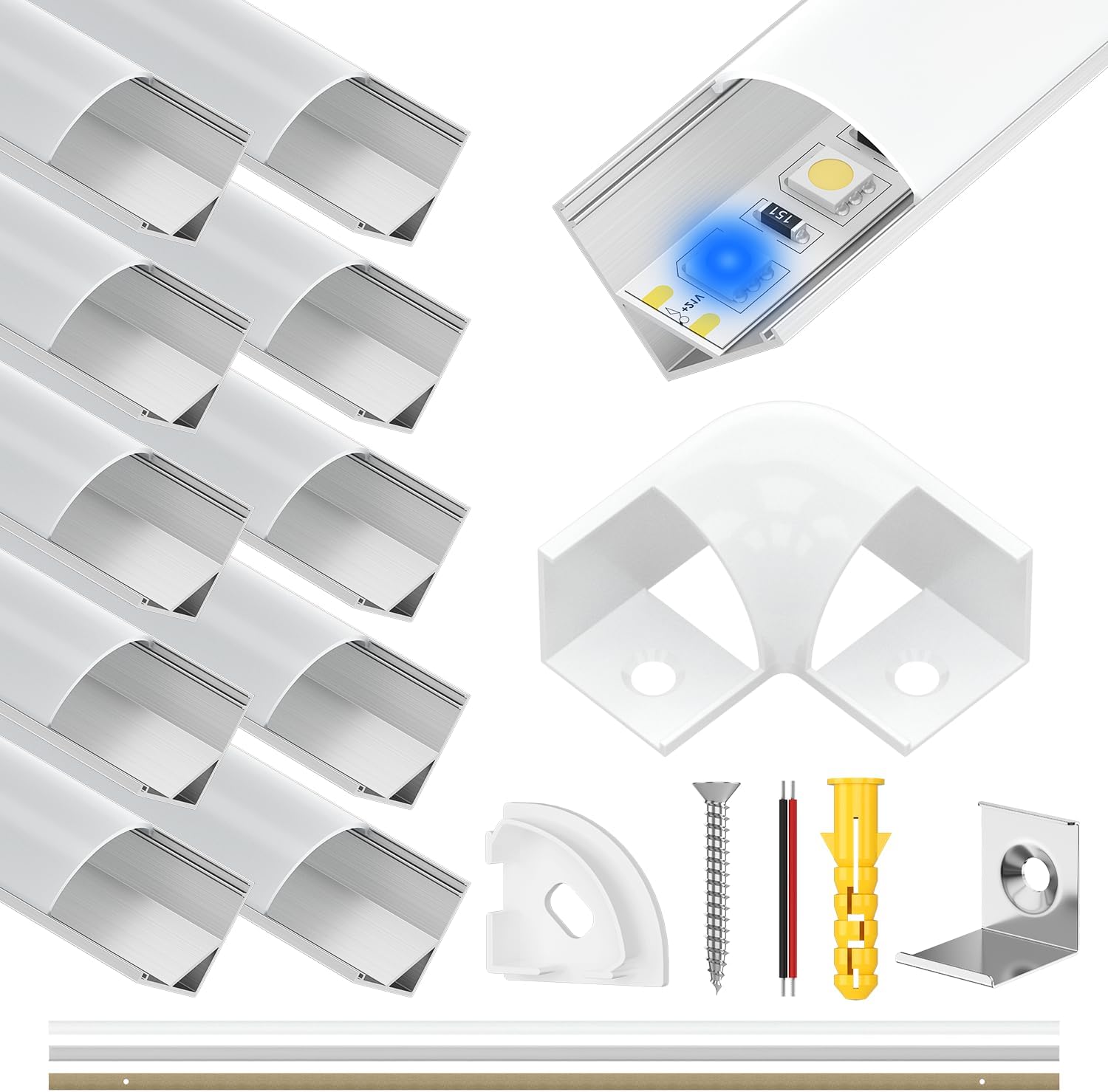 LED-Profil 6 × 1M, StarlandLed 6-Pack LED-Aluminium Profil U-Form mit ...