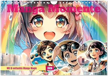 Manga Momente - Mit KI entfachte Manga Magie Wandkalender 2026 DIN A4 quer, CALVENDO Monatskalender