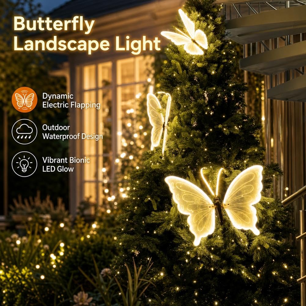 Mariposa móvil grande con luz LED de 15.8 pulgadas, luminosa animada (EE
