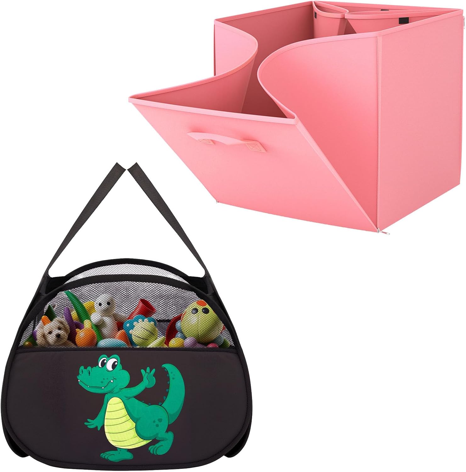 YOHOOLYO 95L Collapsible Pop Up Large Toy Storage Basket Box and 16.9×16.9×16.9" Toy Storage Organizer & Play Mat 51.2"