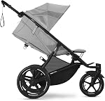 Poussette de jogging Cybex Avi Spin – Légère, roues tout-terrain, guidon réglable, conduite douce, idéale pour les parents actifs, pliage compact, roues amovibles, Gris brumeux avec cadre noir