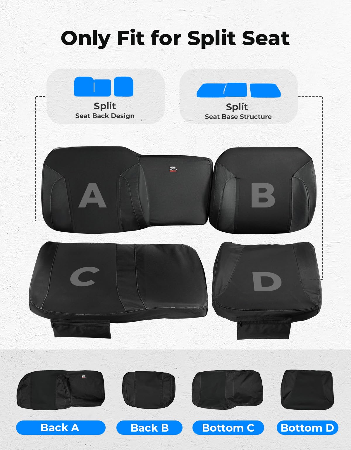 KEMIMOTO Ensemble de Housses de siège UTV 1680D avec Dossier à ailettes compatibles avec Polaris Ranger XP 1000 2022-2025, Accessoires Anti-Ongles en Tissu Oxford pour Animaux domestiques