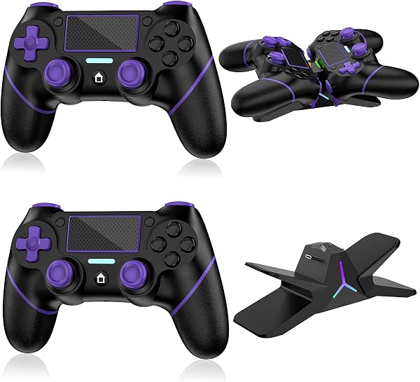 Reddening für PS4 Controller 2 Stück mit Ladestation,Controller PS4 für PS4/Pro/Slim/PC,Gamepad Joystick mit Turbo/Zurück Taste/Dual Vibration/6-Achsen Gyro Sensor/Touchpanel
