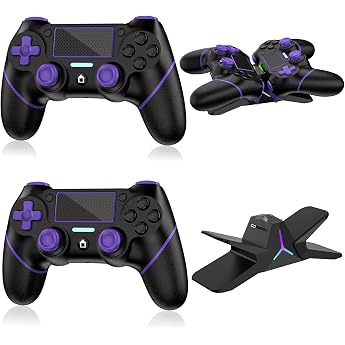 Reddening f&uuml;r PS4 Controller 2 St&uuml;ck mit Ladestation，Controller PS4 f&uuml;r PS4/Pro/Slim/PC，Gamepad Joystick mit Turbo/Zur&uuml;ck Tas