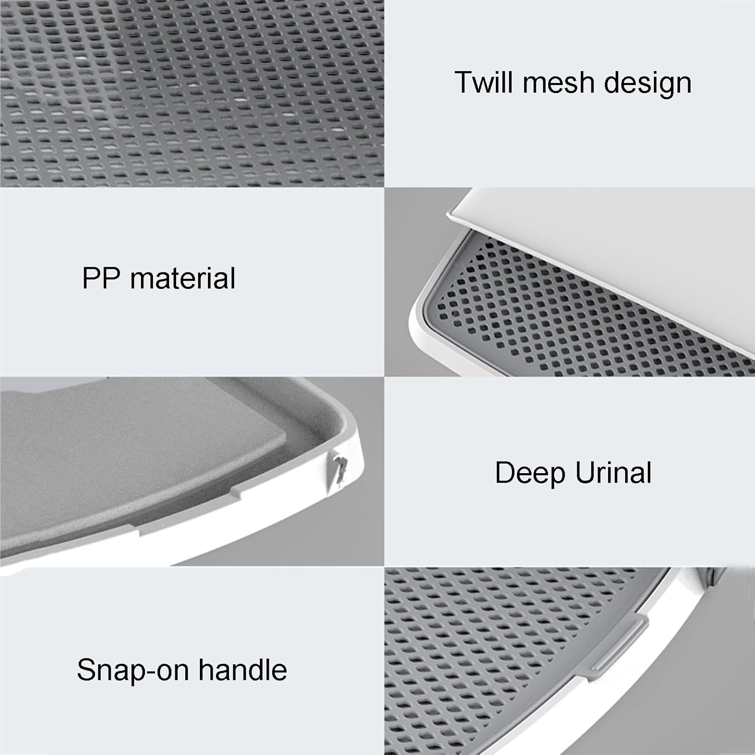Portable Dog Toilet Raised Fence Flap Removable Pet Potty Training Tray Spot Toileting Easy to Clean Large Space Dog Urinal for Small and Medium Dogs(Gray,18.9X14.2X8.3)