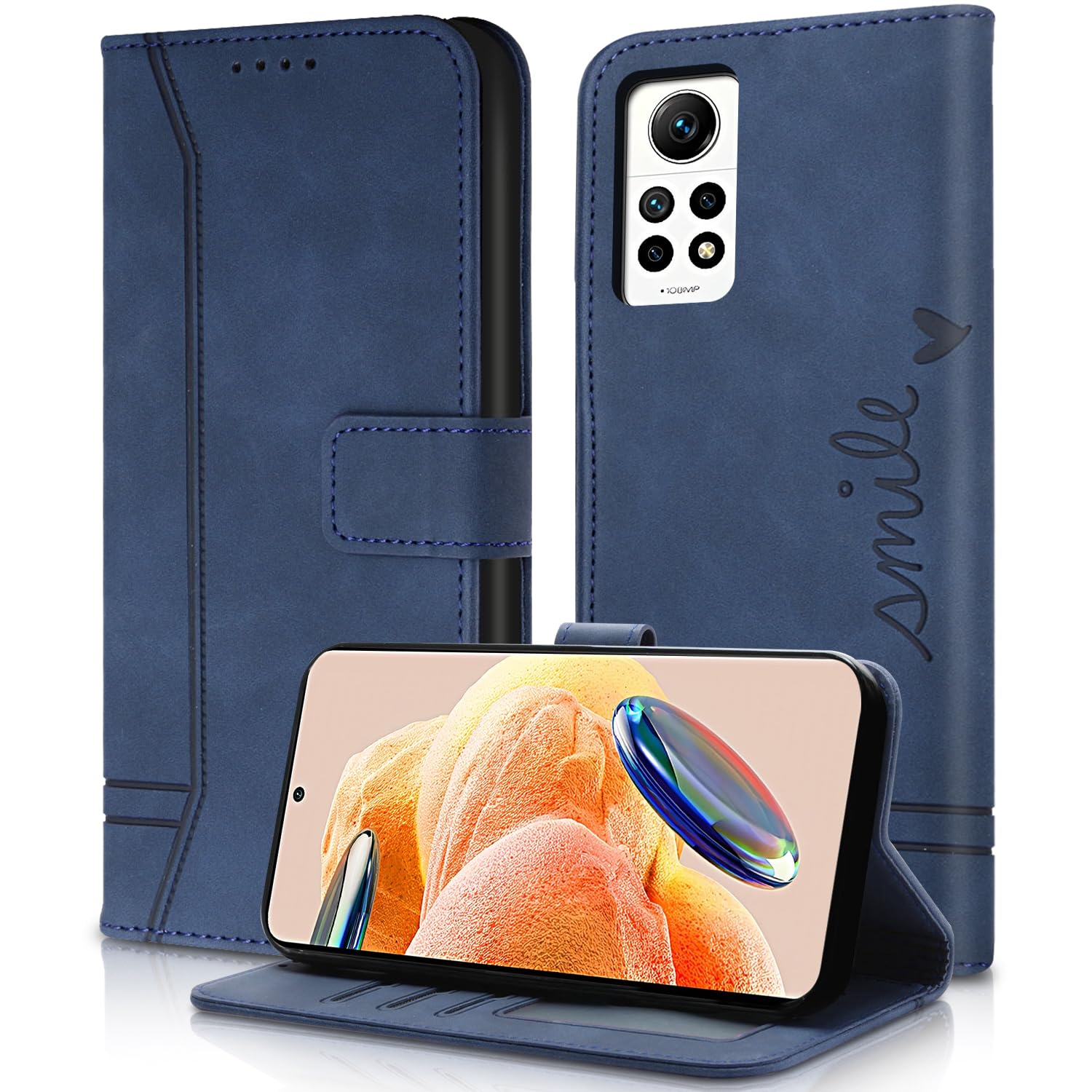 XINNI Cover Protettiva per Vivo V23 5G Case, retrò Cellulare Custodia Libro Antiurto in Flip Pelle PU/TPU, Portafoglio Flip Magnetica, Rosso