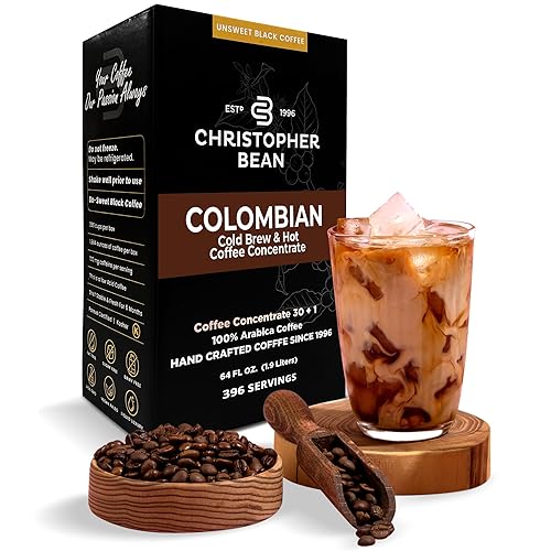 Christopher Bean Coffee - 396 porciones, 30 a 1 mezcla bolsa en caja, café instantáneo líquido o concentrado de café frío - Café caliente o helado -