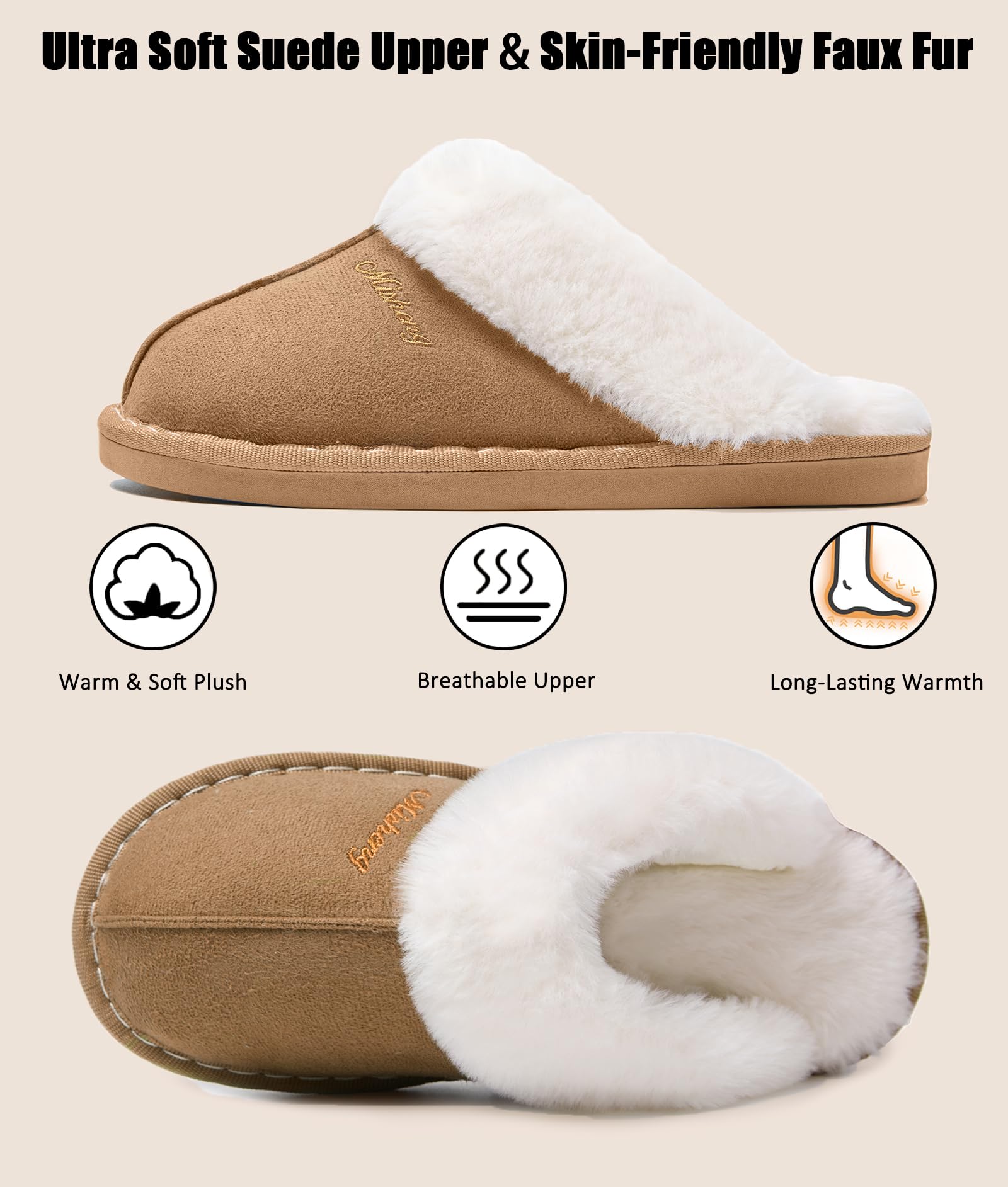 Coswind Pantofole Donna Uomo Invernali Peluche Ciabatte da Casa with Memory Foam Pelose Calde Comode Fluffy Antiscivolo Autunno Interno Esterno