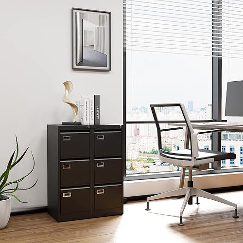 Miniatura 39 de Yizosh Archivador negro de 4 cajones con cerradura, archivadores para oficina en casa, gabinetes de almacenamiento de archivos de oficina