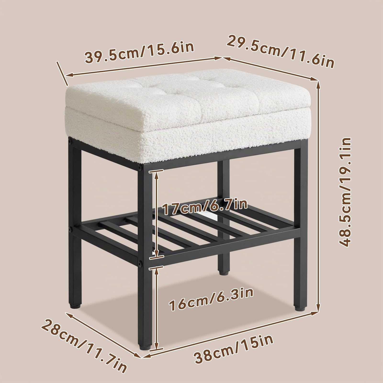 YMYNY Banco Zapatero con Asiento y Almacenamiento, Blanco, HSC001W | Zapatero Entrada Recibidor con Almacenamiento Oculto para Sala de Estar, Pasillo, Dormitorio