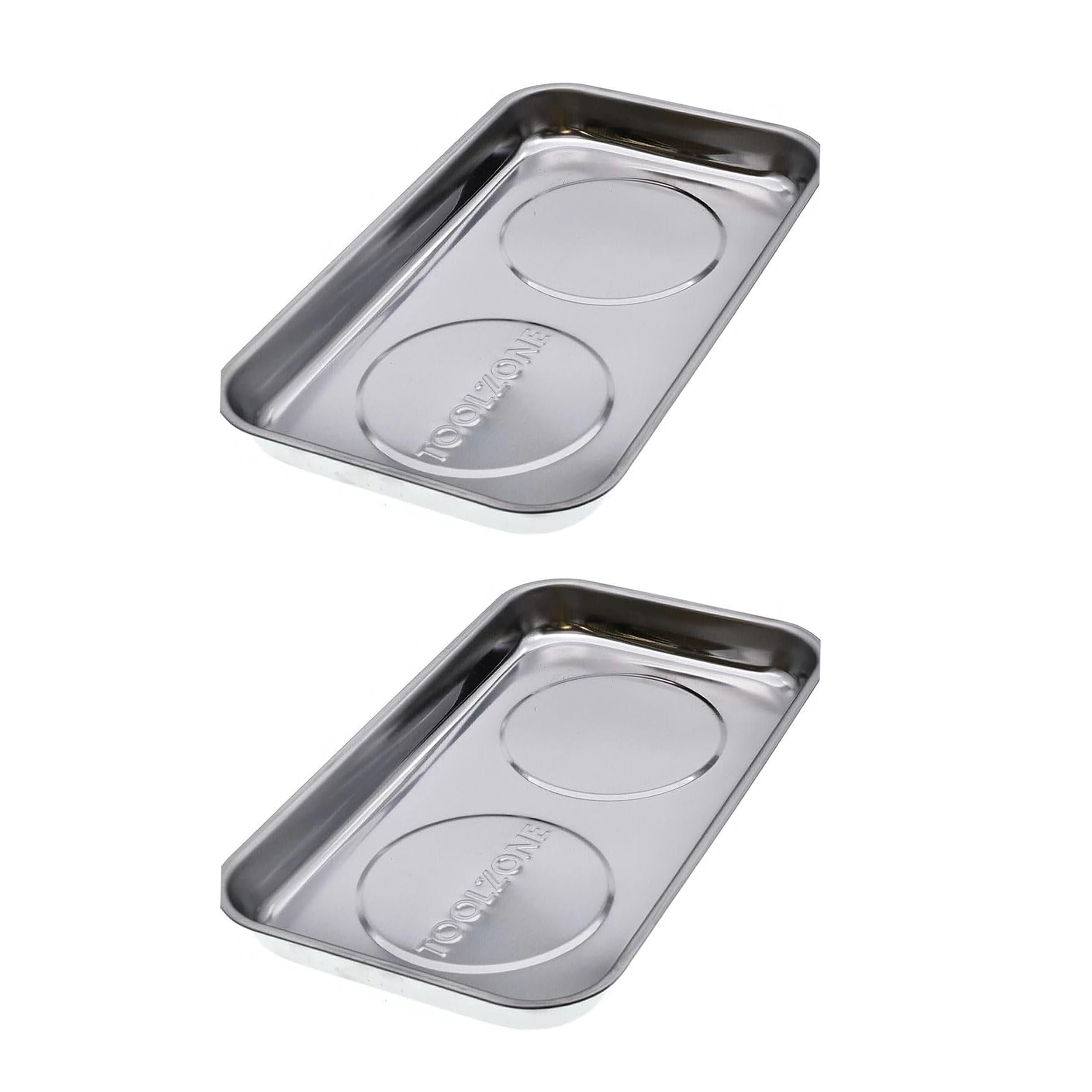 Dunnet Tools 2X Stainless Steel Magnetic Tool Trays 23x14cm | Rectangular Parts Organizer for Screws, Nuts, Bolts, Washers | Heavy Duty Mechanic Tray | Automotive, DIY Workshop Storage