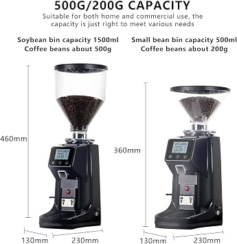 200 g/500 g Coffee Grinder Electric, Compact Automatic Grinder Coffee Bean Grinder with Flat Burr,19 Precise Grind Adjustable,Anti-static Burr Coffee Grinder for Espresso, Drip Coffee, French Press