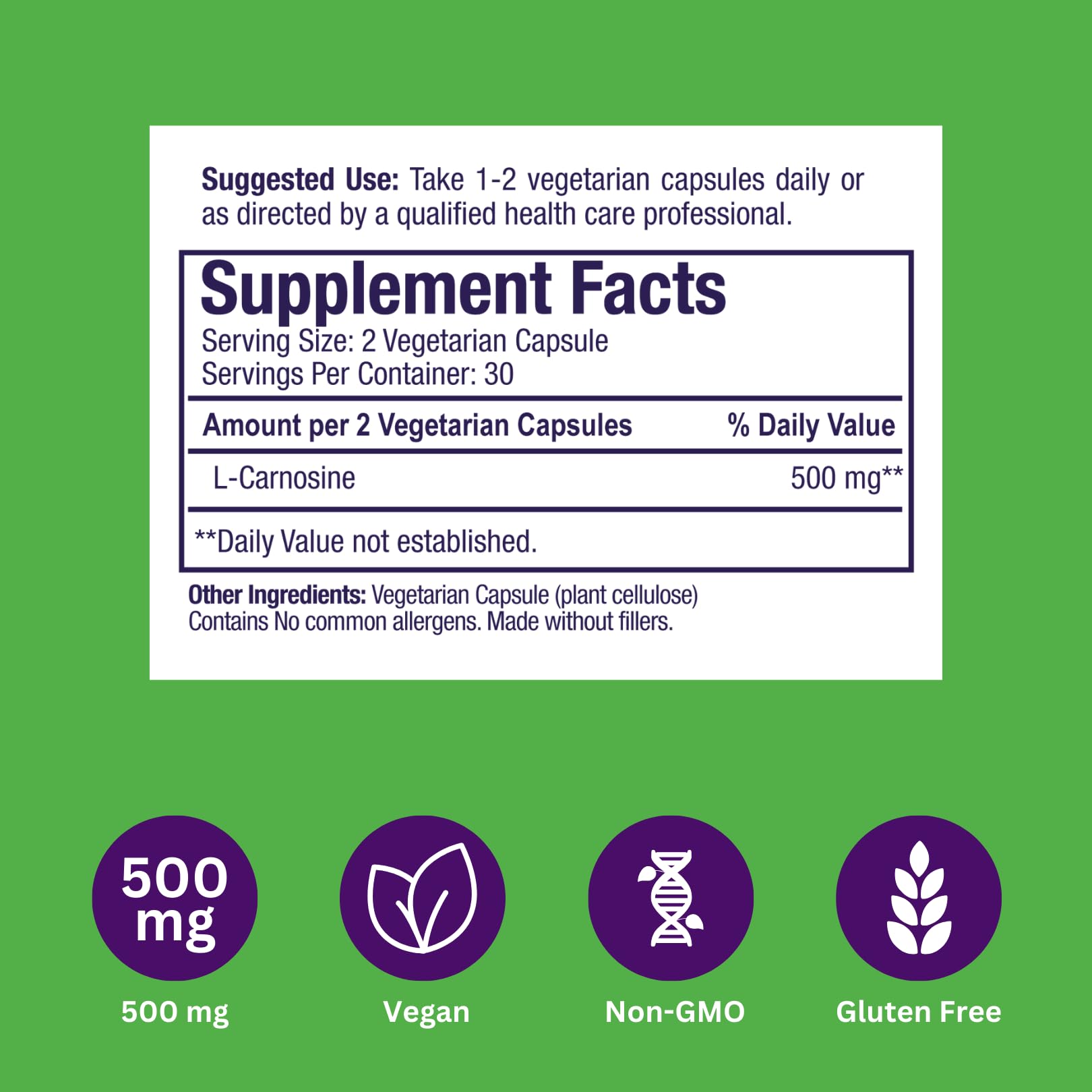 Paradise Herbs L-Carnosine Vegan Non-GMO Gluten Free 60 Capsules — Amazon image 5