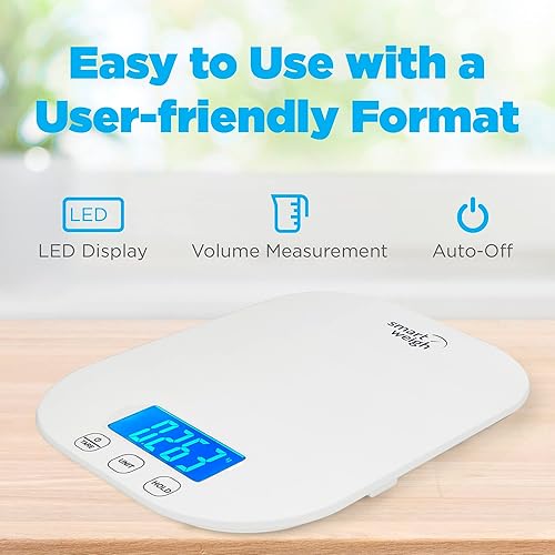 Miniatura 5 de Smart Weigh Báscula digital de alimentos de cocina de 11 libras, báscula de peso mecánica precisa con modos de 5 unidades, gramos y onzas para