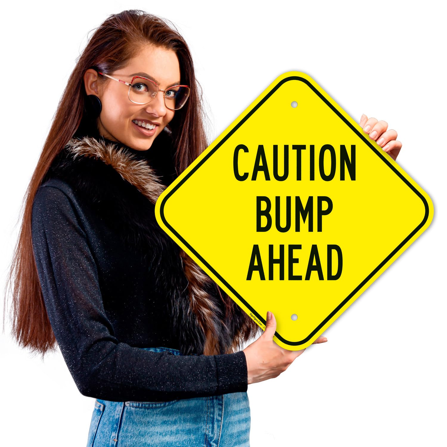 Caution Bump Ahead Sign, 12x12 Inches, Rust Free .040 Aluminum