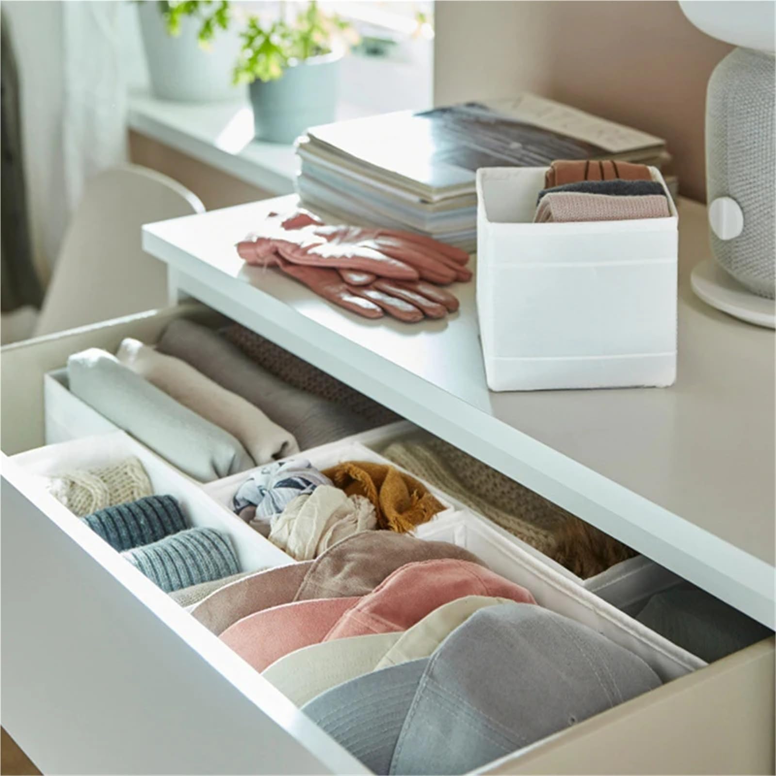 Caja organizadora de ropa, cajones con compartimentos for armario, ropa interior plegable, contenedores de almacenamiento for calcetines, 3/6 Uds.(6PCS Gray Set)