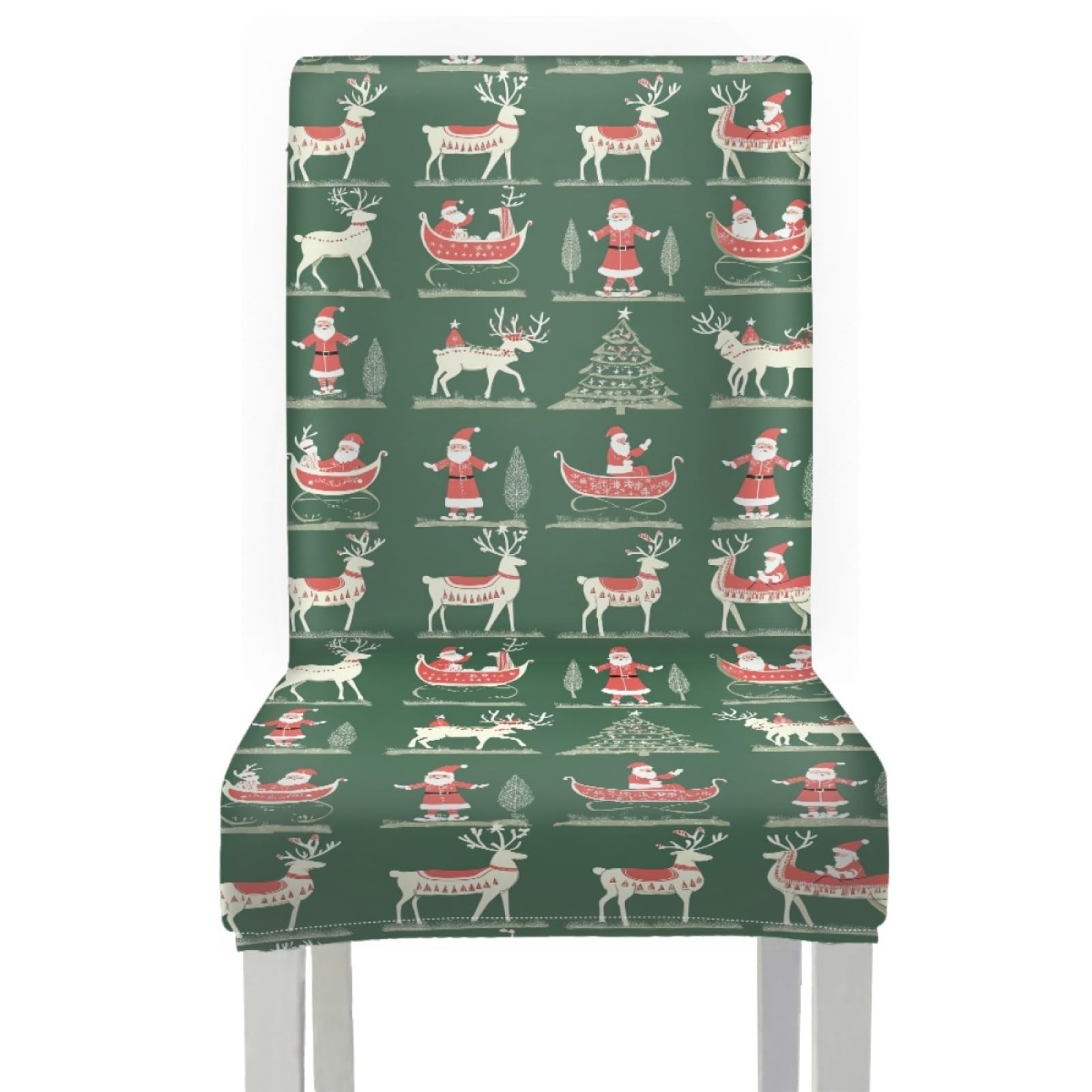 Stuhlüberzieher Weihnachtsgrün Stuhl Überzieher Stuhlhussen 6er Set | Spandex Stuhl Hussen Waschbar Abnehmbare Stretch Hussen für Stühle Langlebig Stuhlbezug Universal für Küche,Restaurant,Hotel