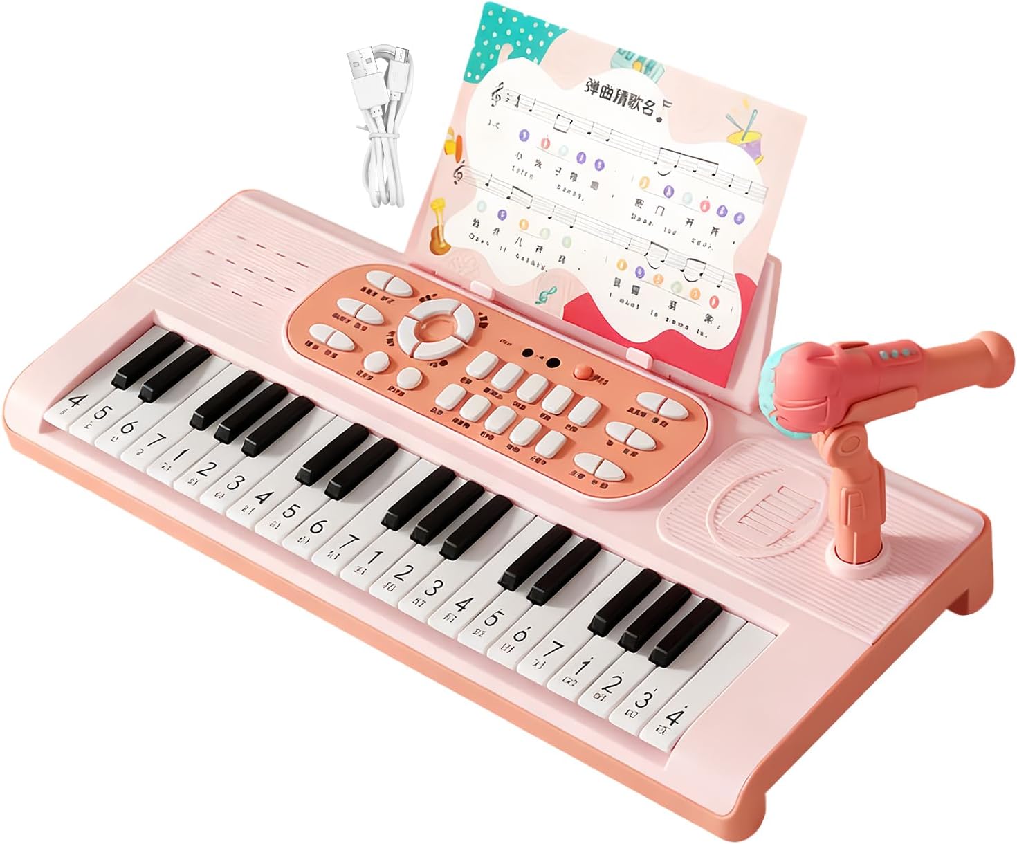 Kids Piano - 37 Key Rechargeable Musical Instrument, Toy Keyboard with Microphone, 2 Play Modes for Learning and Performance, Educational Music Tool, for Christmas Birthday