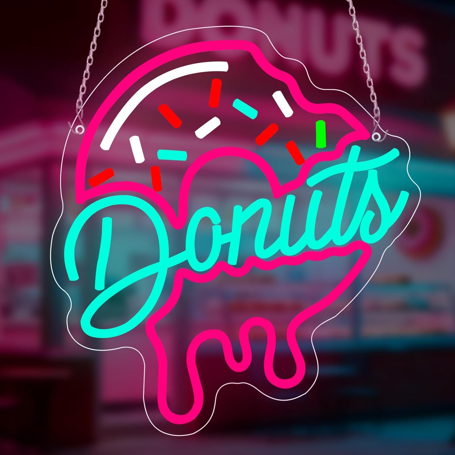 Donuts Neon Sign, Donuts Signs for Snack Bar Home Kitchen Restaurant Bakery Business Art Wall Decor,Gift for Cafe Fast Food Shop, Dimmable LED Neon Light USB Powered