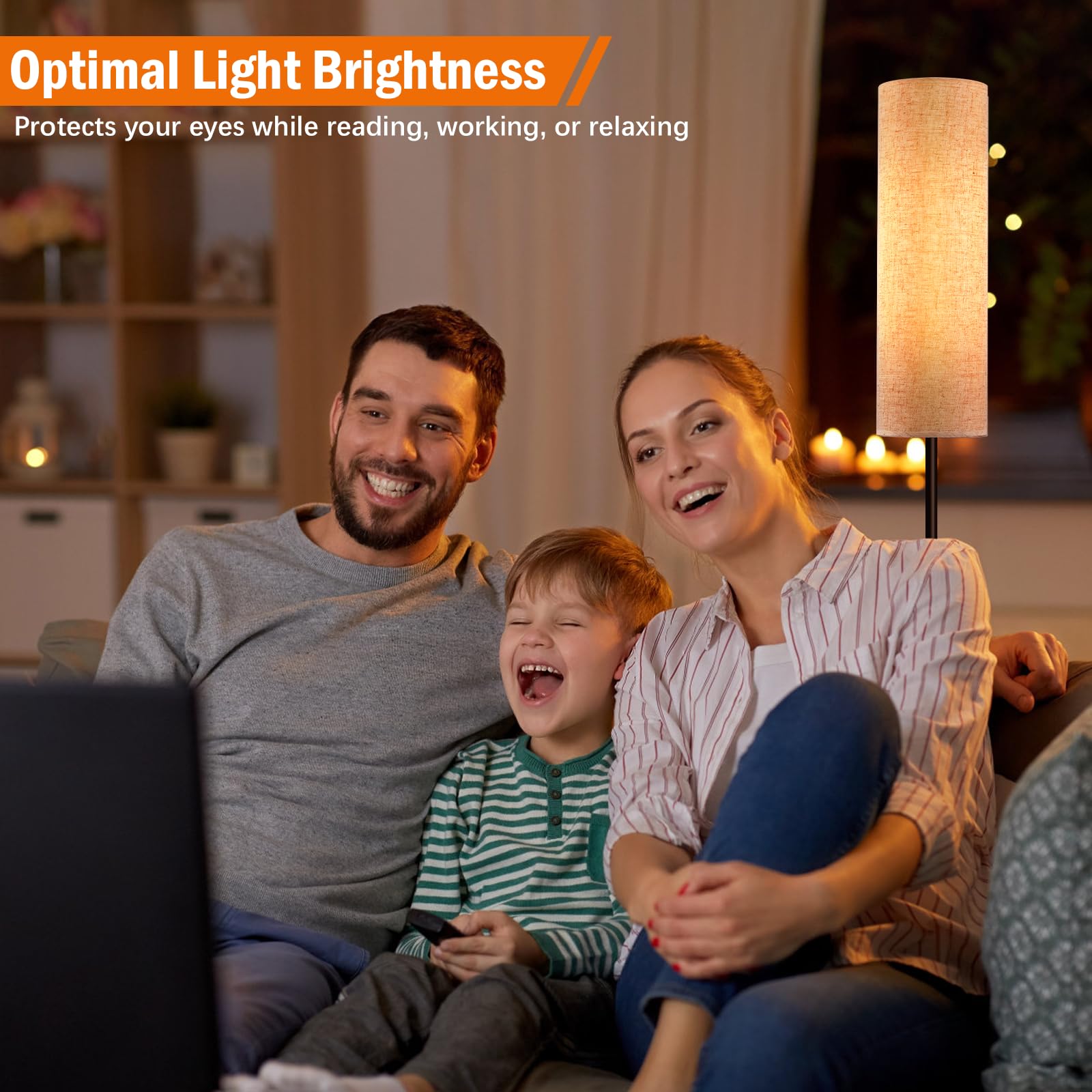 Yicenscoltd lámpara de pie LED regulable 3 temperaturas color E27 12 W pantalla lino interruptor pie