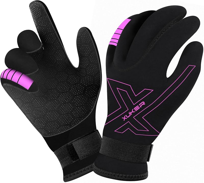 Guantes de agua de neopreno XUKER, guantes de buceo para traje de neopreno de 3mm para mujeres y hombres | Manténgase abrigado para bucear Buceo Kayak Snorkel Natación Deportes acuáticos