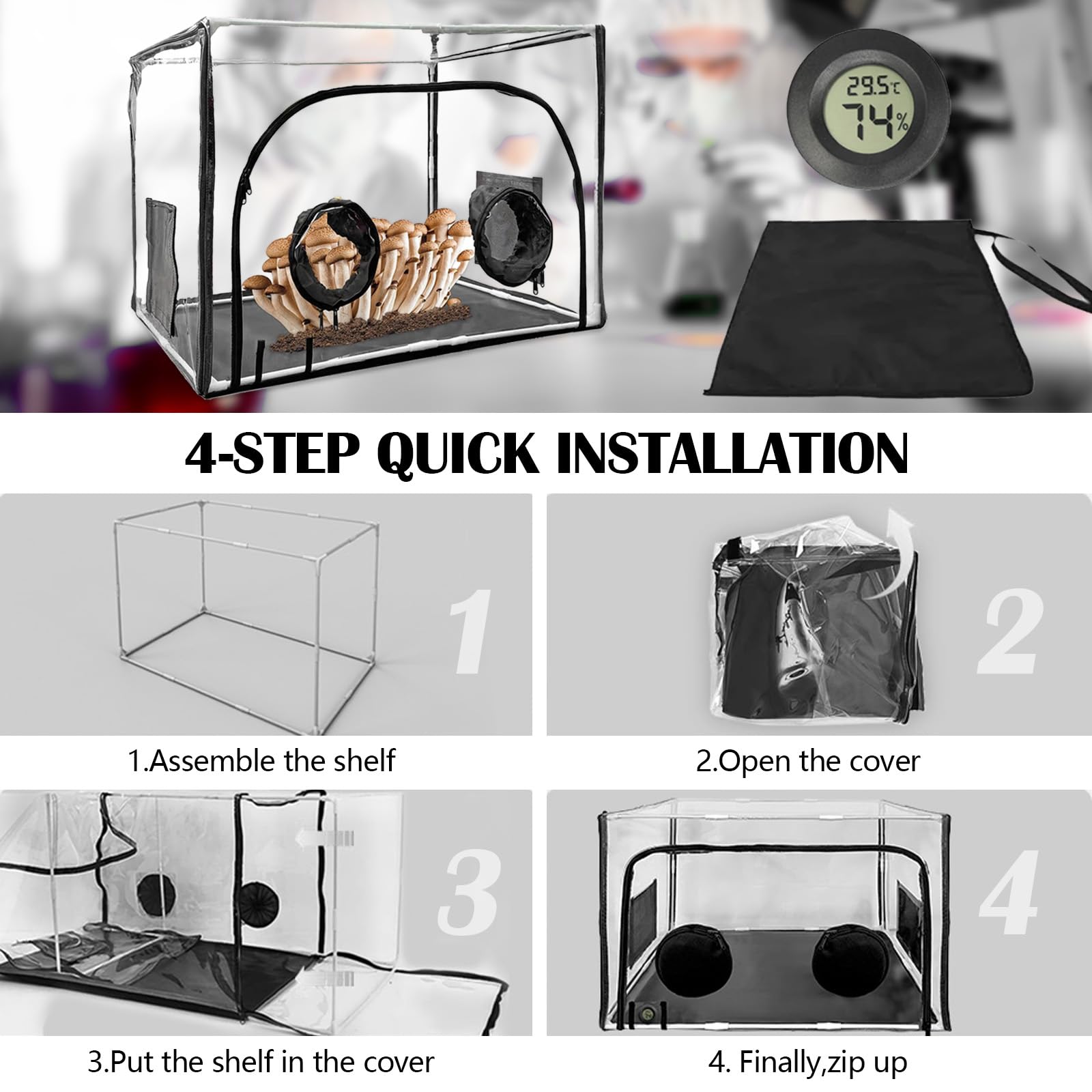 Still Air Box para Hongos, Mushroom Micología Campana Extractora Mushroom Bag Plant Propagation Station Carpa Plegable para Esporas Cultivo Versátil Suministros de Horticultura