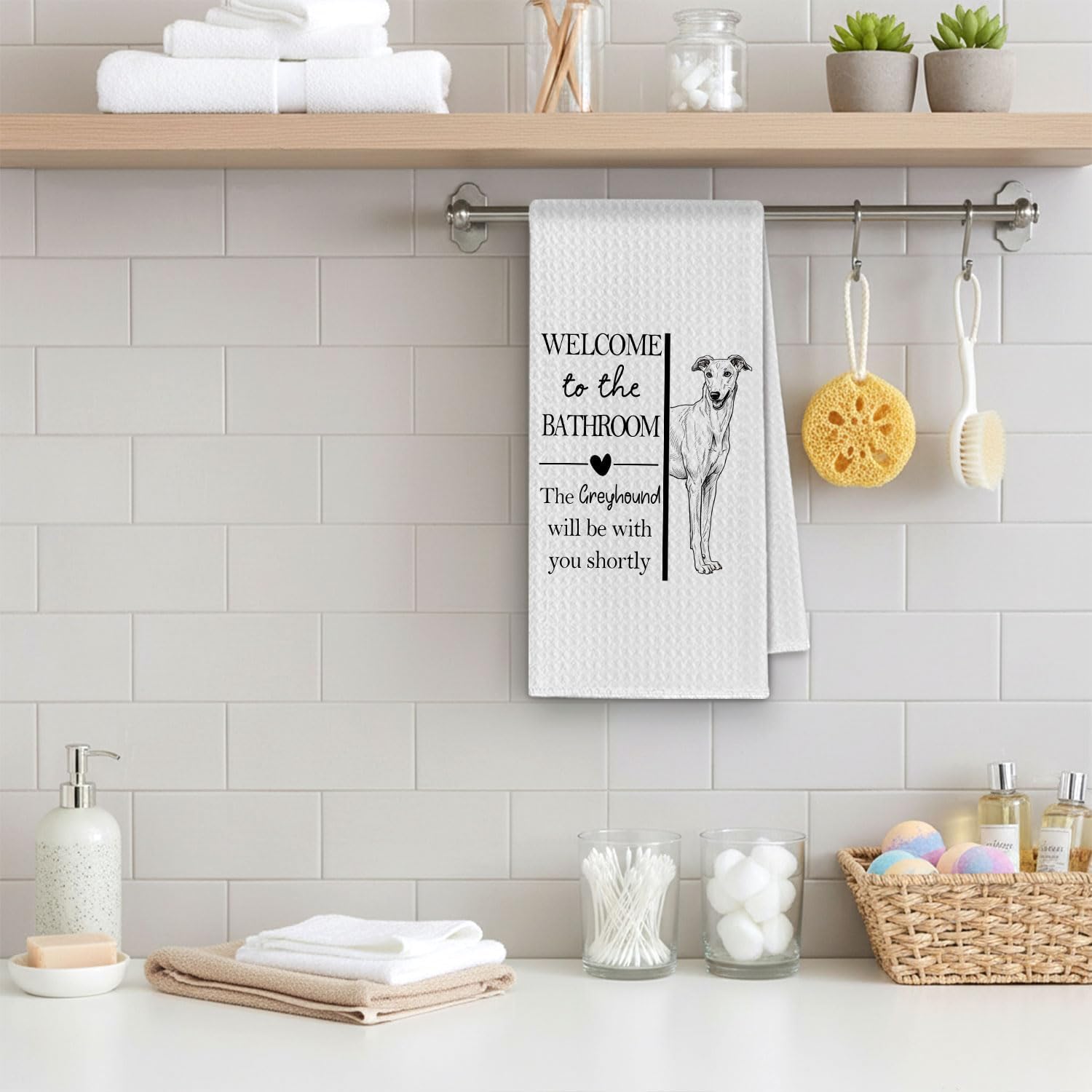 Greyhound Gifts Bathroom Hand Towels, Greyhound Dog Owner Lovers Gifts for Women, Funny Dog Decorative Hand Towel for Bathroom Kitchen Decor, 16x24 Inch - Image 4