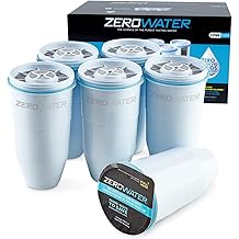 ZeroWater Official Replacement Filter - 5-Stage 0 TDS Filter Replacement - System IAPMO Certified to Reduce Lead, Chromium, and PFOA/PFOS, 6-Pack