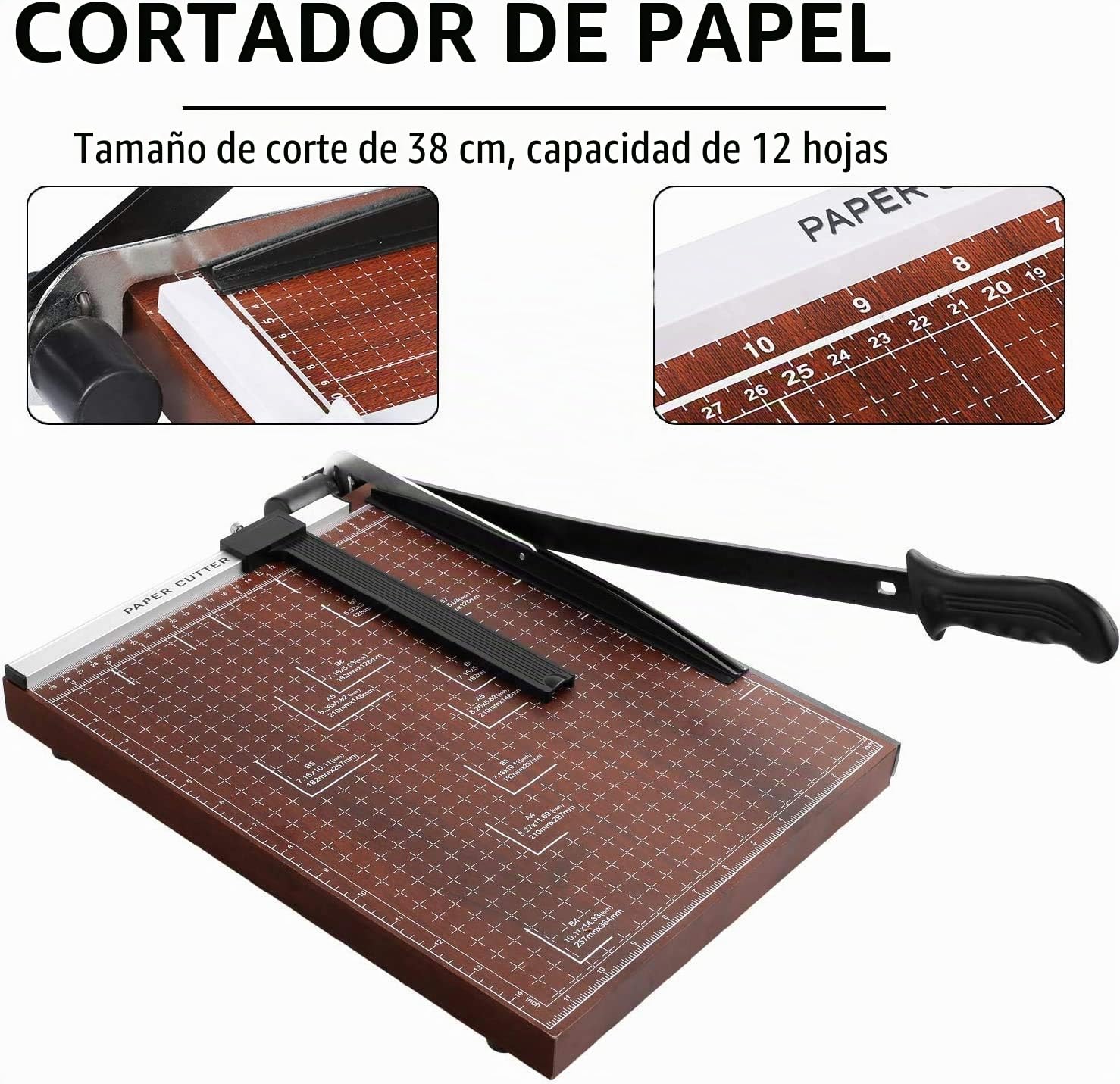 Cortador de papel A3, cortador de fotos, palanca de papel, máquina de corte de madera, 485 x 385 mm, longitud de corte de 650 mm