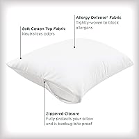 Vista 2 de AllerEase - Protector de almohada de algodón fresco, hipoalergénico, neutralizante de olores, suave, 100% algodón, lavable a máquina, duradero