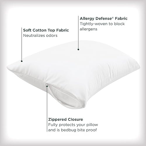 Miniatura 2 de AllerEase - Protector de almohada de algodón con cremallera, neutralizante de olores frescos, defensa contra las alergias, tamaño King, paquete de 4