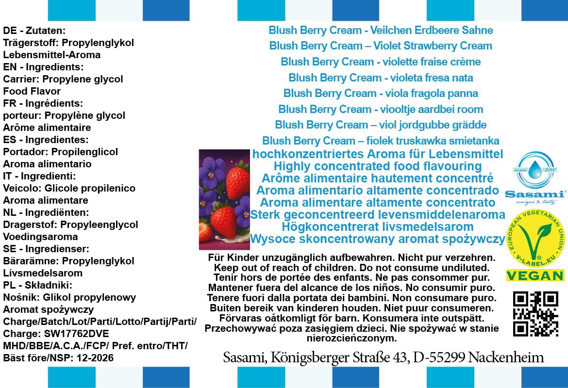 Blush Berry Cream - violette fraise crème arôme concentré - Vegan - Sasami - 100 ml