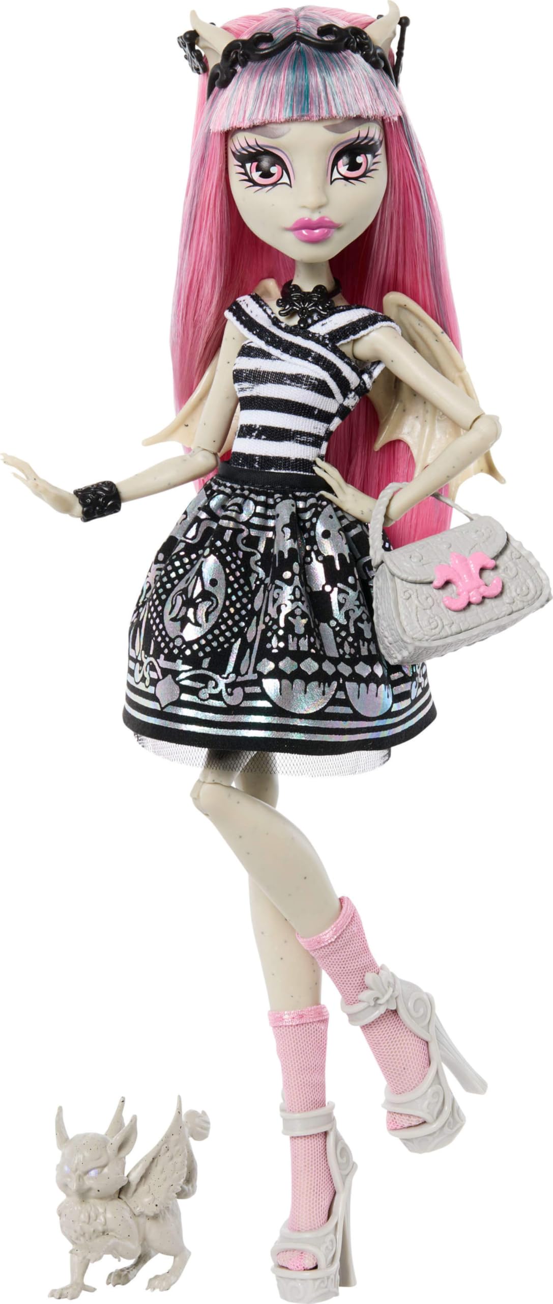 Monster High Boo-riginal Creeproduction Doll, Rochelle Goyle Collectible Reproduction with Doll Stand, Diary, and Pet Gargoyle Griffin Roux, JHK57