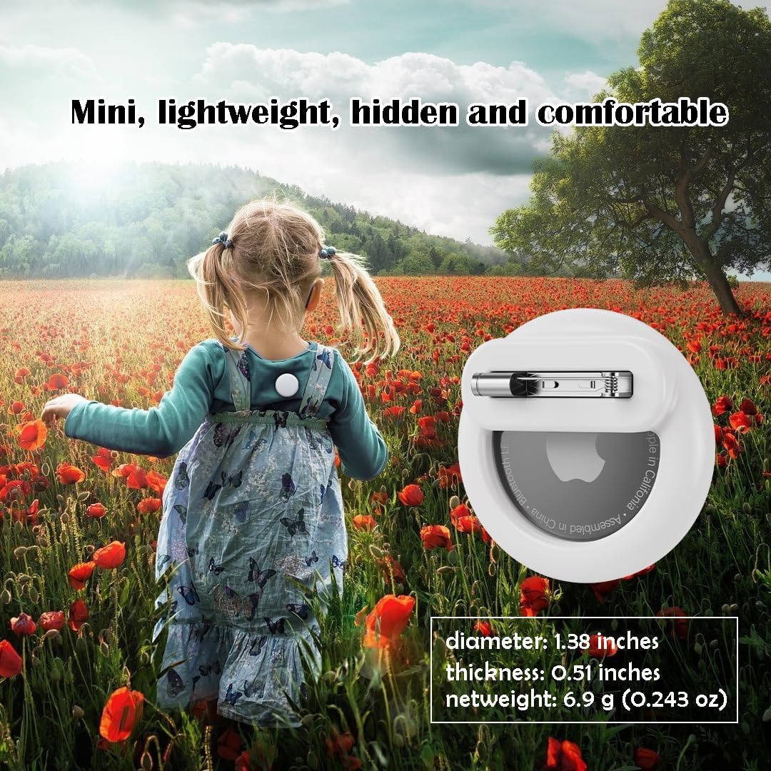 Compatible with AirTag Holder 4 Pack mini for Kids, Silicone Hidden Holder with Safety Pin for Clothes, GPS Tracker Case Clip Compatible with Apple Air Tag (Pink, Purple, Green, Mint Green)