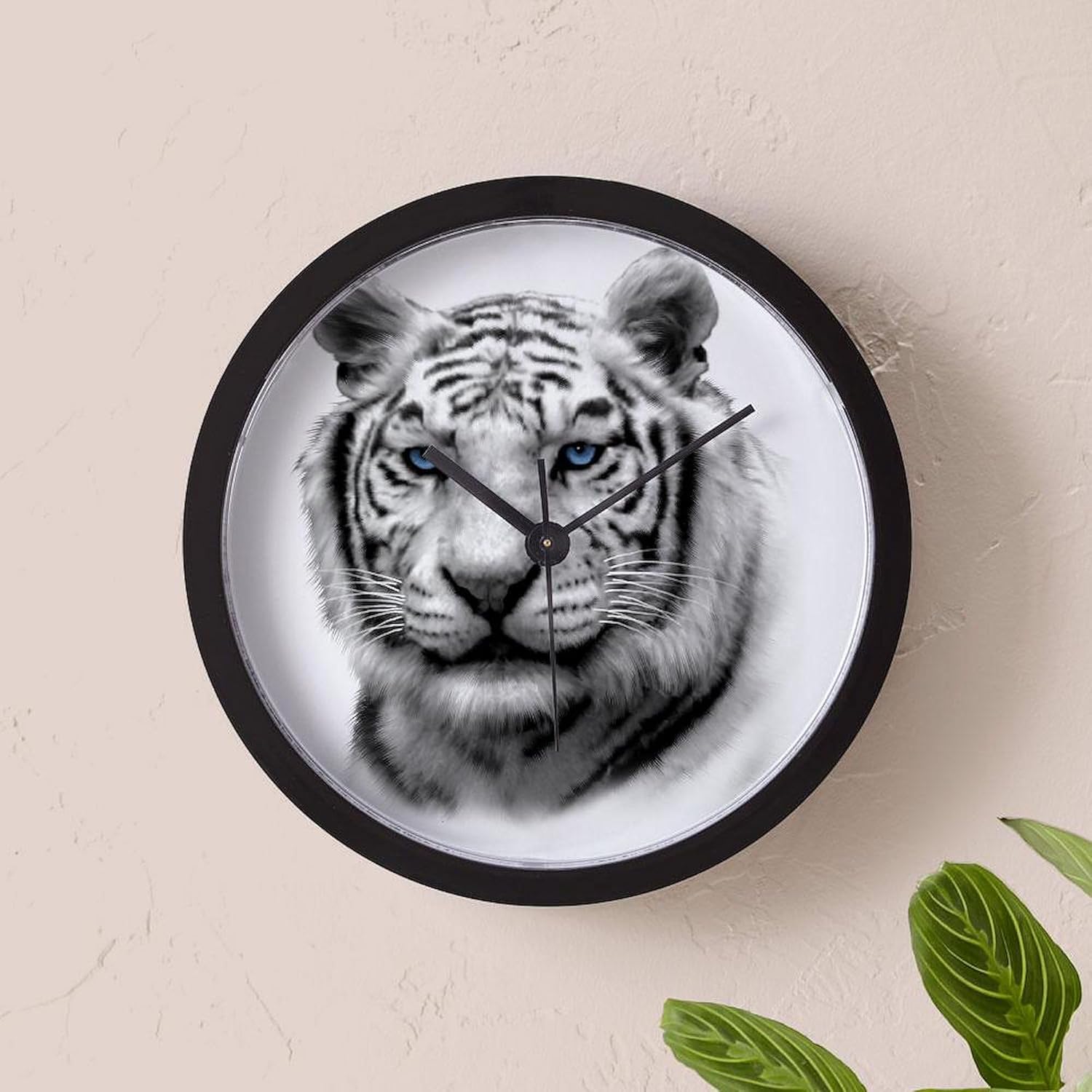CafePress White Tiger 10" Wall Clock for Livingroom, Kitchen, or Office