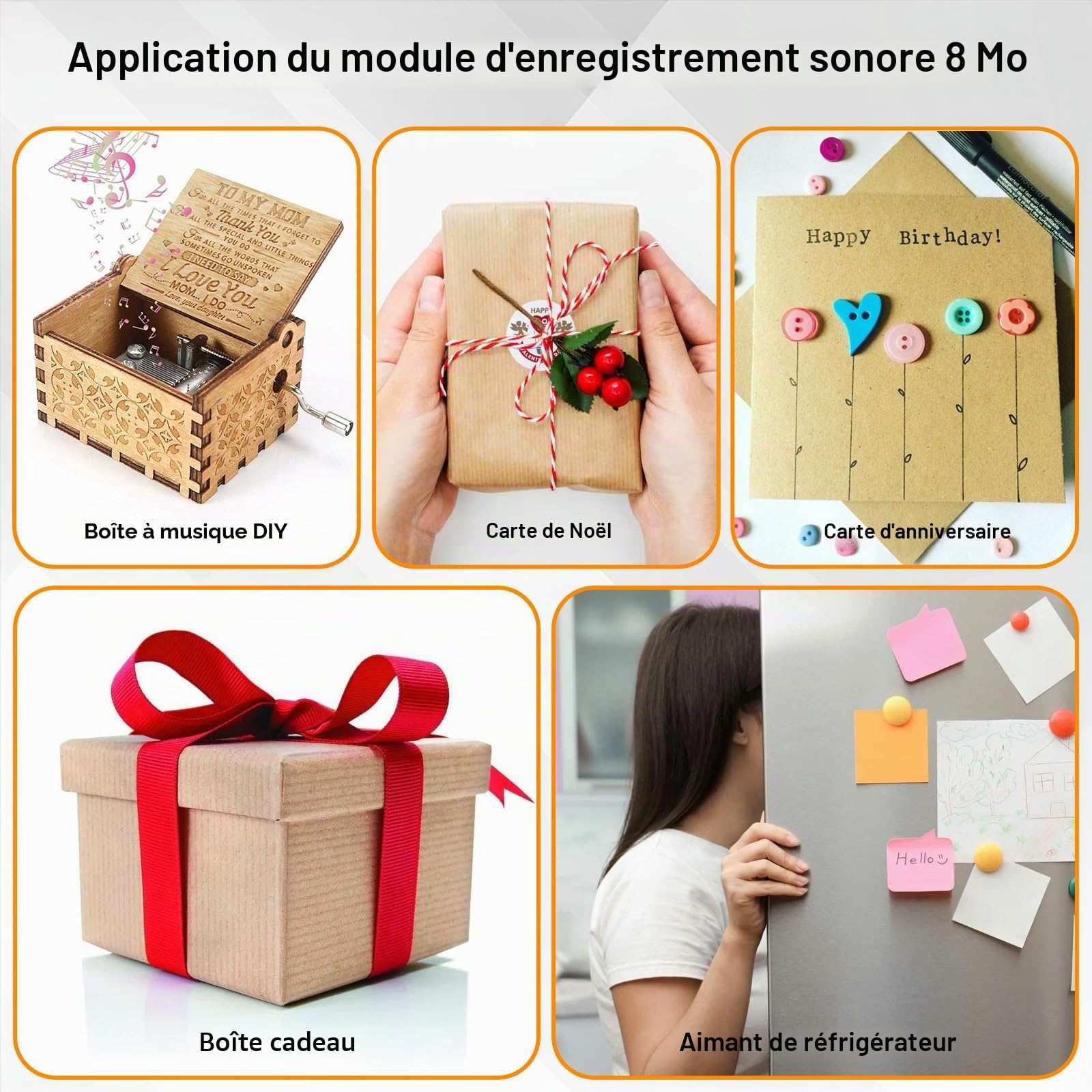 Module de Son MP3 AYWHP Module d'enregistrement Vocal Musical DIY avec Haut Parleur,Batterie pour des Cartes de vœux personnalisées et des Cartes de Bricolage pour Les fêtes