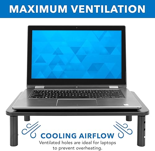 Miniatura 8 de Mount-It! Paquete de 2 elevadores de metal para monitor, pantalla de computadora de altura ajustable y soporte para computadora de escritorio, se