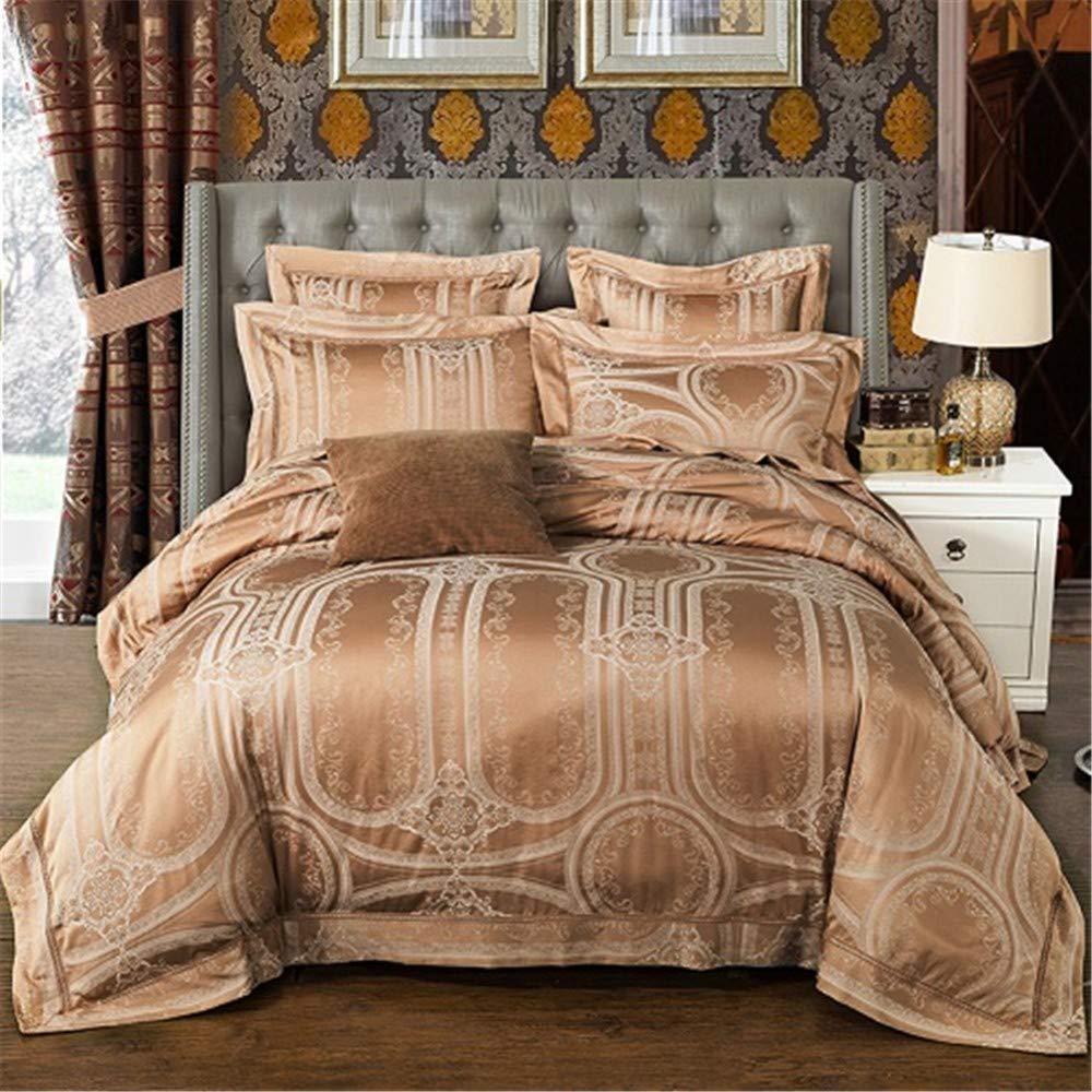 Housse de couette King Size parure de lit Jacquard 4 pièces design premium 007