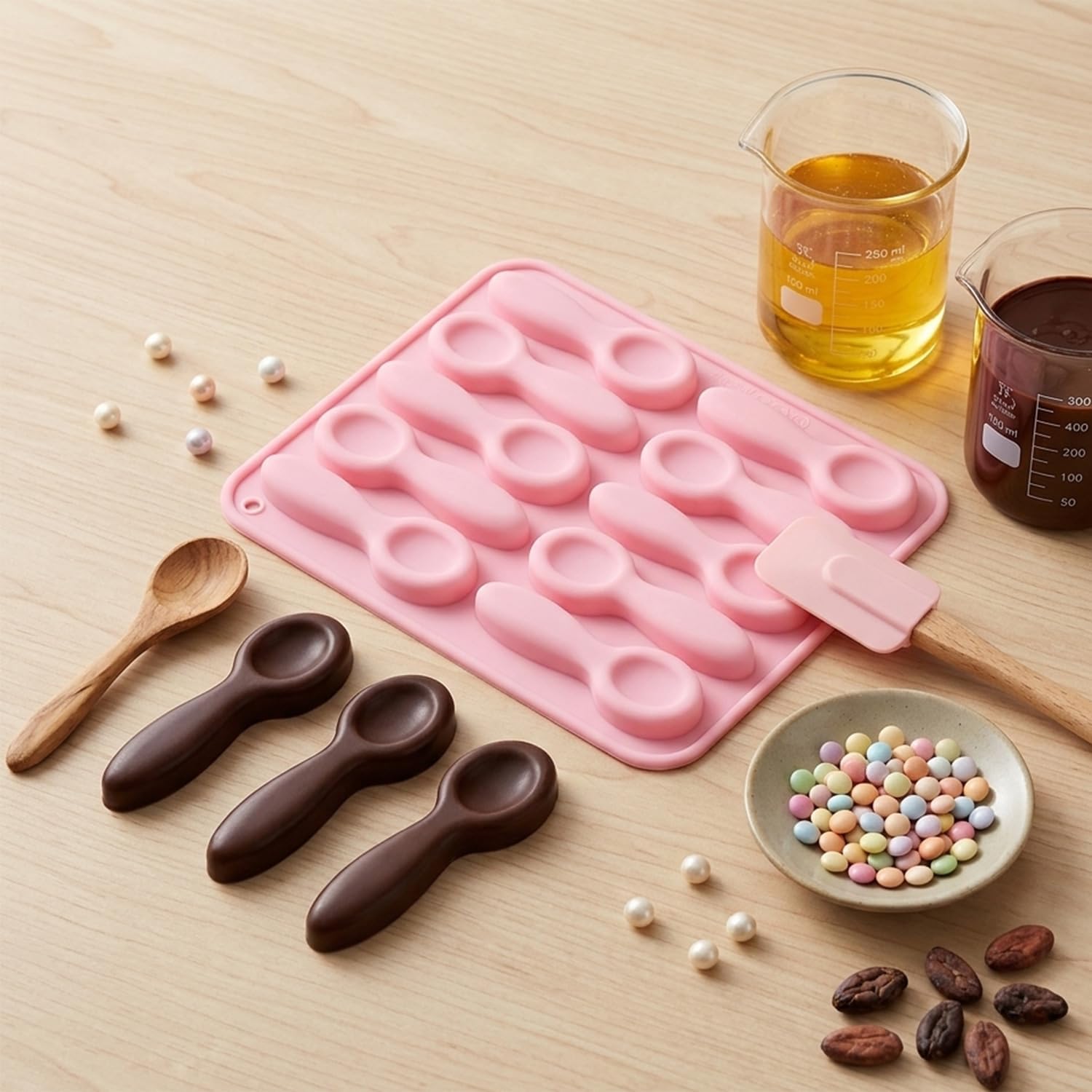 10 Cavity Mini Spoon Shaped Silicone Candy Molds
