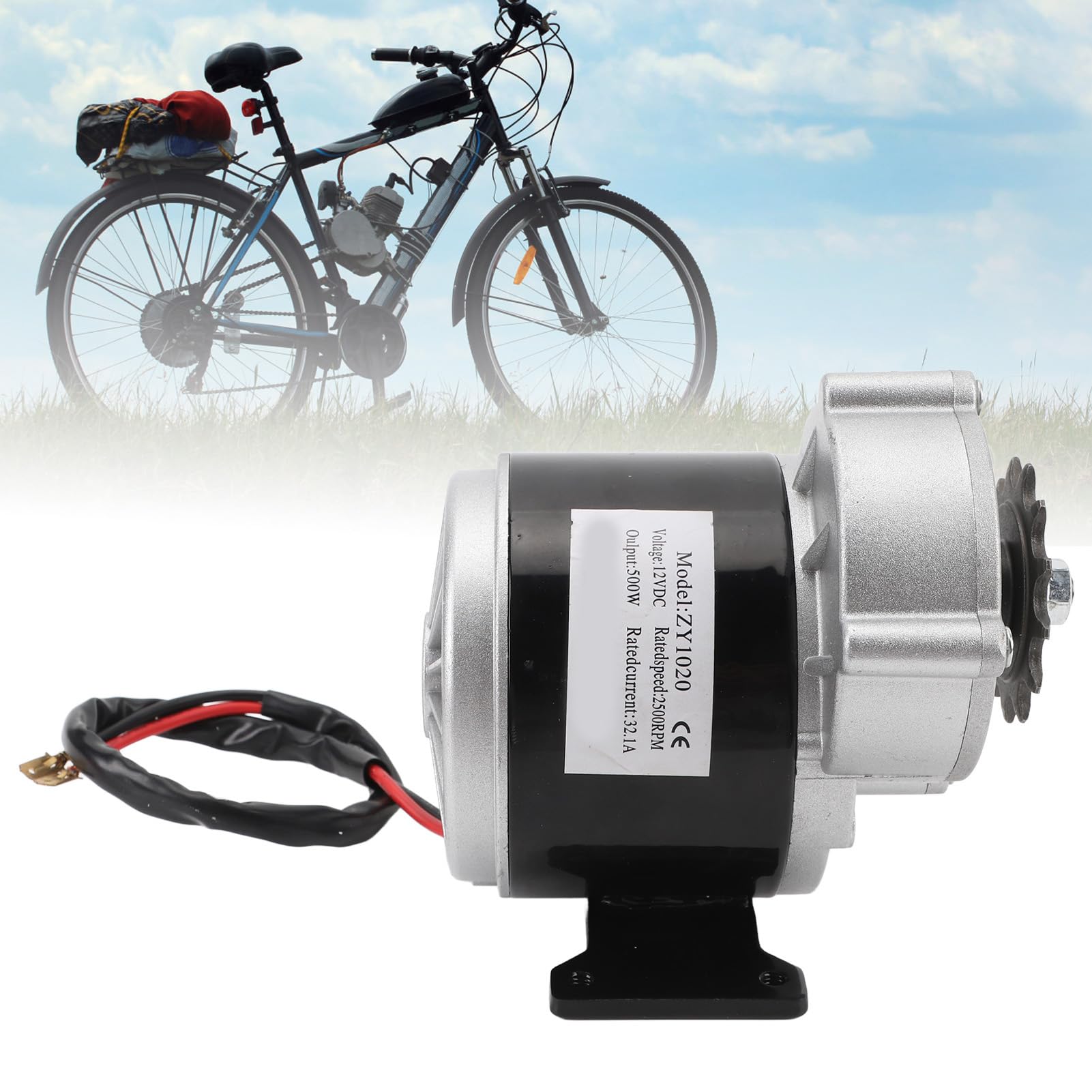 Motor de reducción de velocidad de 12 V 500 W - Reductor de engranajes cepillado CC de 13 dientes de 2500 RPM - Apto para bicicletas eléctricas, motocicletas pequeñas, máquinas