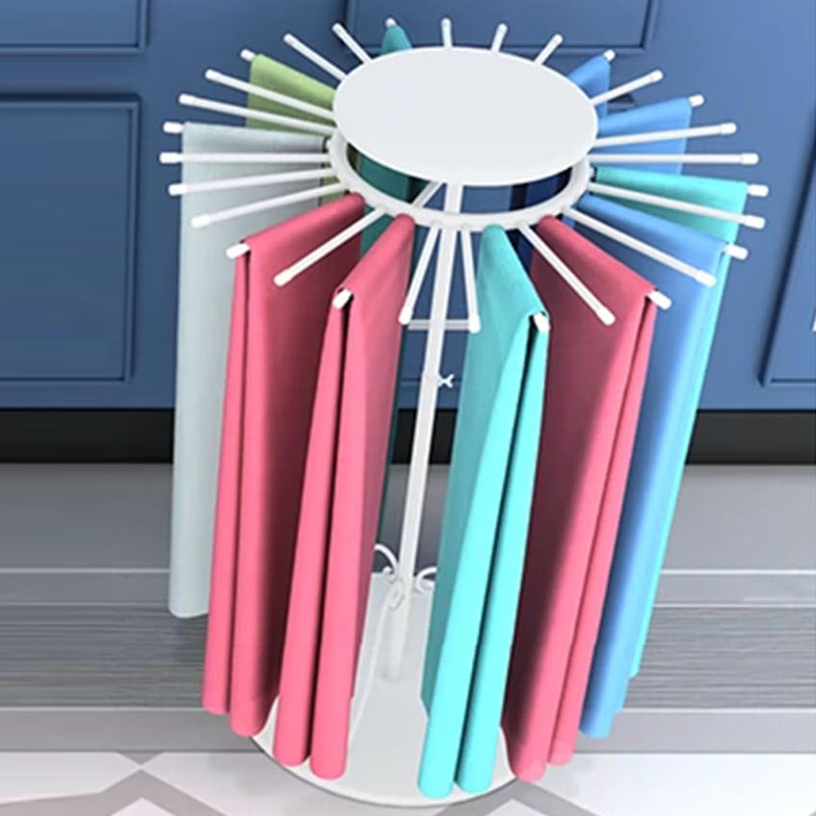 Perchero Independiente para Bufandas con 30 Varillas, Soporte Giratorio Redondo para Colgar Bufandas, Organizador de Bufandas de Altura Ajustable, Ideal para ti,White-Diameter 80cm