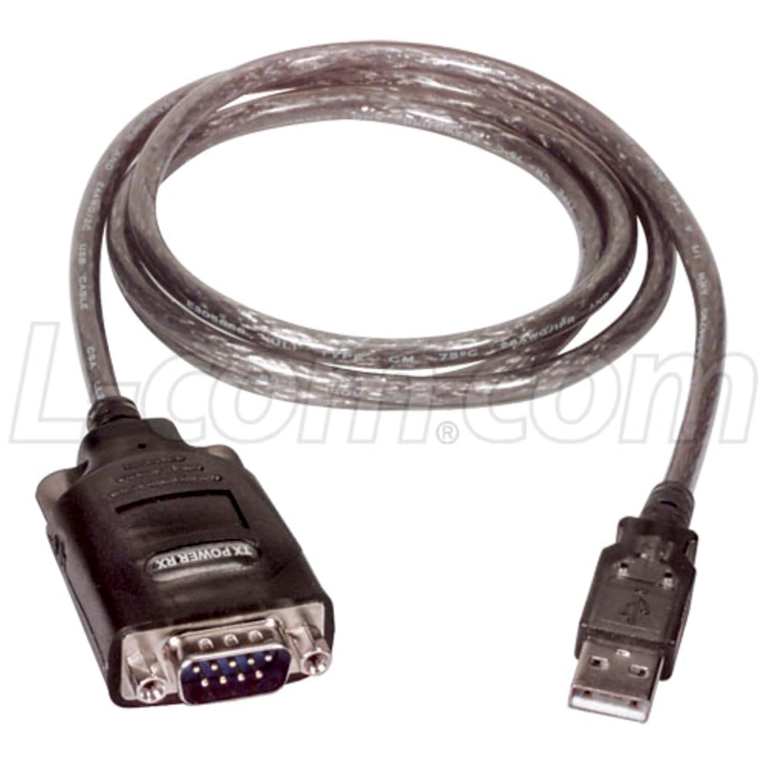 L-COM UMC-201 Converter Cable, USB to RS-232, 1M, Black